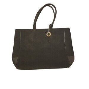 Givenchy Parfums Large Black Wool & Faux Leather Tote Bag Red Lining